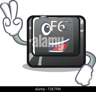 Two finger button f6 isolated in the mascot Stock Vector
