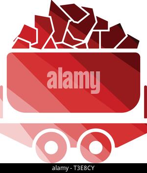 Mine coal trolley icon. Flat color design. Vector illustration. Stock Vector