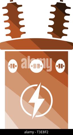 Electric transformer icon. Flat color design. Vector illustration. Stock Vector