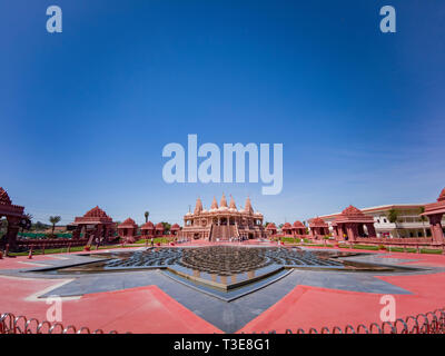 Chino Hills, MAR 31: Exterior view of the famous BAPS Shri Swaminarayan Mandir on MAR 31, 2019 at Chino Hills, Los Angeles County, California Stock Photo