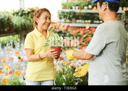 Woman selling flowers Stock Photo