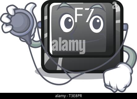 Doctor f7 button installed on cartoon keyboard Stock Vector
