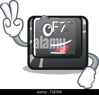 Two finger button f7 in the shape mascot Stock Vector