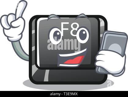 With phone button f8 in the shape character Stock Vector