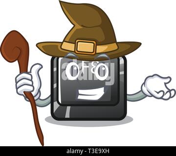 Witch f8 button installed on computer mascot Stock Vector