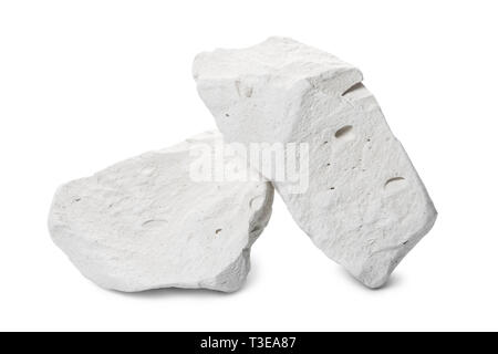 unpolished chalk (white limestone) rock isolated Stock Photo by vvoennyy