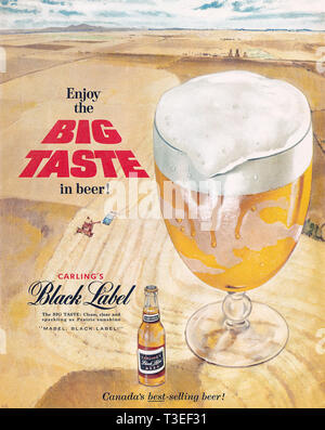 1959 Canadian advertisement for Carling Black Label beer. Stock Photo