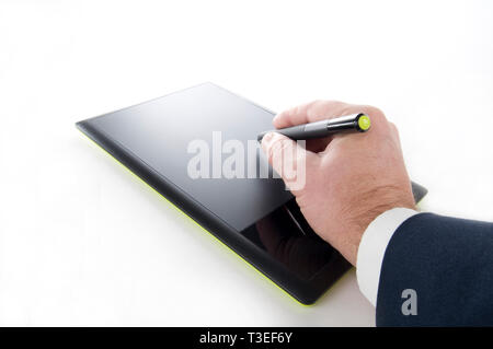 Man using a Graphic Table and Pen Stock Photo