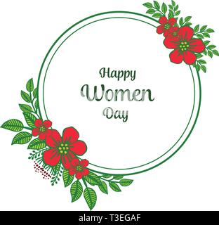 Vector illustration writing happy women day with art purple flower ...
