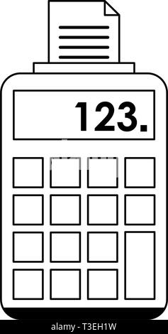 Printing calculator device symbol in black and white Stock Vector