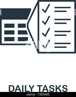 Daily task icon outline vector. Work schedule. Activities list Stock ...