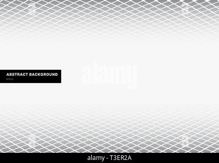 Abstract template gray square pattern perspective floor white background with copy space. Geometric shapes. vector illustration Stock Vector