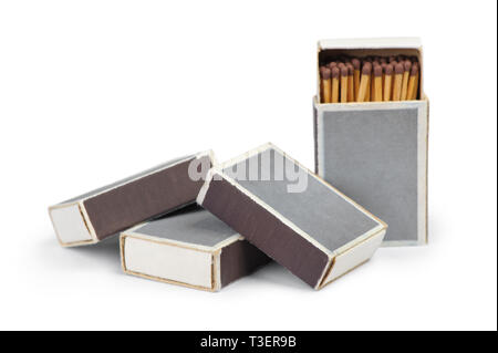 Group of matchboxes isolated on a white background Stock Photo