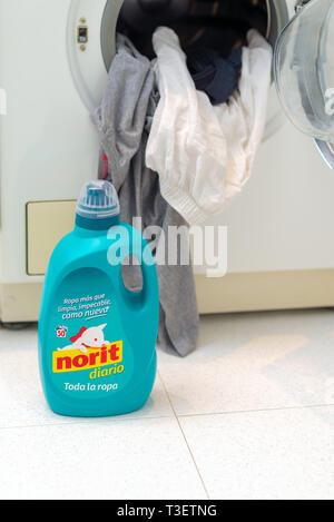 MADRID, SPAIN - APRIL 9, 2019: NORIT detergent bottle next to washing  machine. ILLUSTRATIVE EDITORIAL Stock Photo - Alamy