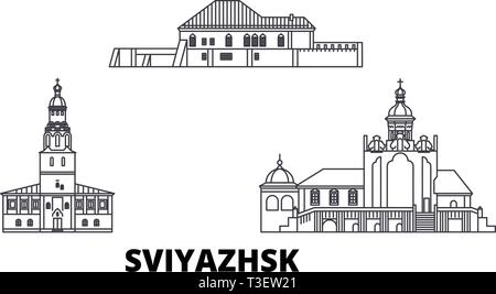 Russia, Sviyazhsk line travel skyline set. Russia, Sviyazhsk outline city vector illustration, symbol, travel sights, landmarks. Stock Vector