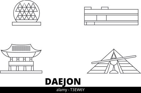 South Korea, Daejon line travel skyline set. South Korea, Daejon outline city vector illustration, symbol, travel sights, landmarks. Stock Vector