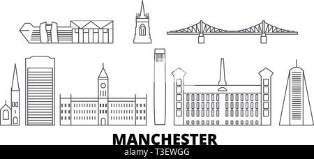 Outline Manchester UK City Skyline with White Buildings. Vector ...