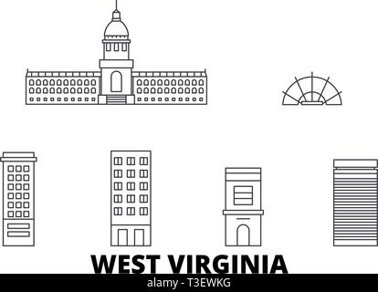 United States, Charleston West Virginia line travel skyline set. United States, Charleston West Virginia outline city vector illustration, symbol Stock Vector