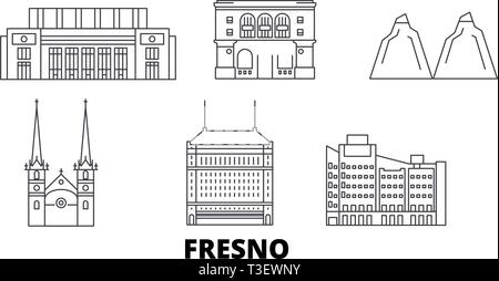 Fresno California city skyline vector silhouette illustration Stock ...