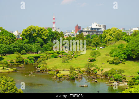 Suizenji Jojuen Garden  in Spring, Kumamoto Prefecture, Japan Stock Photo