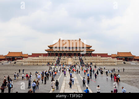 Crowds of tourists in the Forbidden City in Beijing Stock Photo