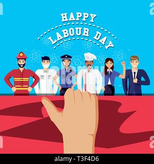happy labour day with group of professionals vector illustration design Stock Vector