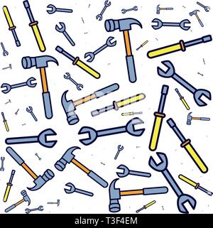 pattern of wrenches with hammers and screwdrivers vector illustration design Stock Vector
