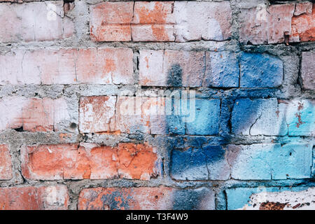 Multicolor old brick wall background. Creat background with copy space Stock Photo