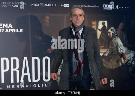 Rome, Italy. 09th Apr, 2019. Actor Jeremy Irons poses for photographers during the presentation of the film documentary Bicentennial of the The Museum of Prado in Madrid.  Credit: insidefoto srl/Alamy Live News Stock Photo