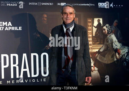 Rome, Italy. 09th Apr, 2019. Actor Jeremy Irons poses for photographers during the presentation of the film documentary Bicentennial of the The Museum of Prado in Madrid.  Credit: insidefoto srl/Alamy Live News Stock Photo