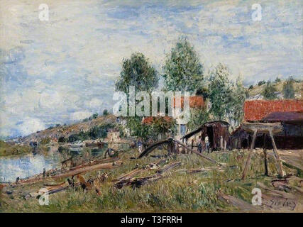 Alfred Sisley (1839  - 1899)   - the boatyard at saint mammes 1886 Stock Photo