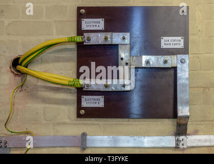 Layout of a Substation earthing system showing main earth connection and electrode connections Stock Photo