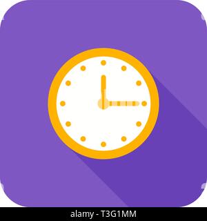 Clock Flat Long Shadow Icon Stock Vector