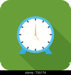 Clock Flat Long Shadow Icon Stock Vector
