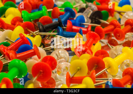Colorful push pins Stock Photo