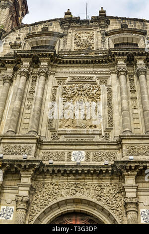 Facade Santo Domingo Church Mexico City Mexico. Church first built in the 1500s. Stock Photo