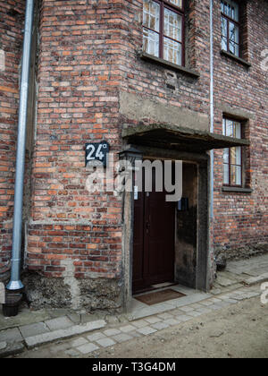 Block 24a, Auschwitz concentration camp and death camp, Poland Stock Photo