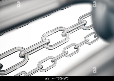 3D illustration metal chains. Metal, steel chains isolated on white ...