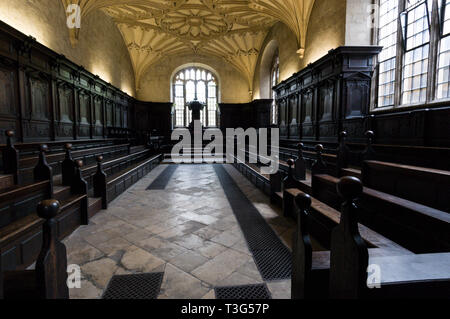 Inside the Convocation House at the Bodleian Library in Oxford, Britain.   It is a 17th century Parliament house used for 300 years as a meeting place Stock Photo