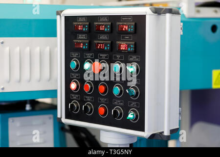 Industrial remote control panel close up. Selective focus. Stock Photo
