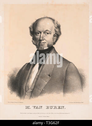 Martin Van Buren, Portrait, Lithograph from an Original Drawing by D. Dickinson, Printed by T. Sinclair, Philadelphia, 1844 Stock Photo