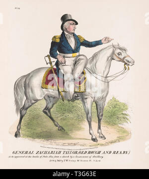 General Zachariah Taylor (Old Rough and Ready), as he Appeared at the Battle of Palo Alto, from a Sketch by a Lieutenant of Artillery, Lithograph, Published by T.W. Strong, 1846 Stock Photo