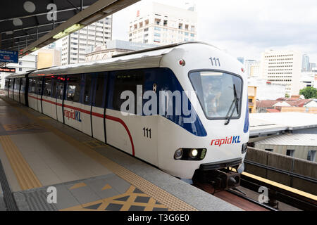 KUALA LUMPUR, MALAYSIA -Jan 4 2019: View of the city from LRT station at Pasar Seni Stock Photo