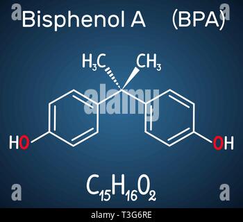 molecule bisphenol bpa chemical formula structural dark vector illustration background blue alamy epoxy resin