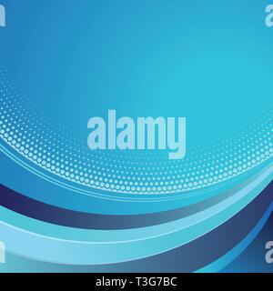 Abstract blue curves and dots modern technology background Stock Vector