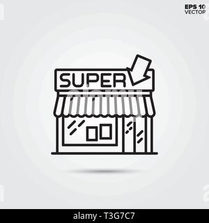 Supermarket line icon. EPS 10 vector shop illustration. Stock Vector
