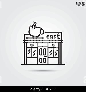 Cafe line icon. EPS 10 vector coffee shop illustration. Stock Vector