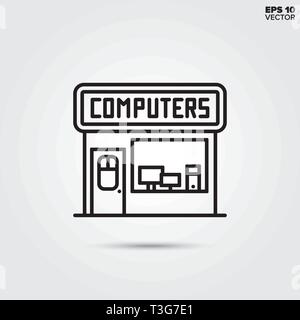Computer store line icon. EPS 10 vector shop illustration. Stock Vector