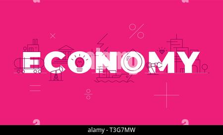Economy word concepts banner. Banking. Business. Financial services. Finance industry. Isolated lettering typography idea with linear icons. Vector ou Stock Vector