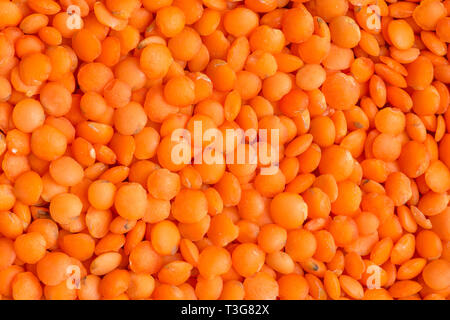 red lentils. lentil texture pattern, background, macro Stock Photo